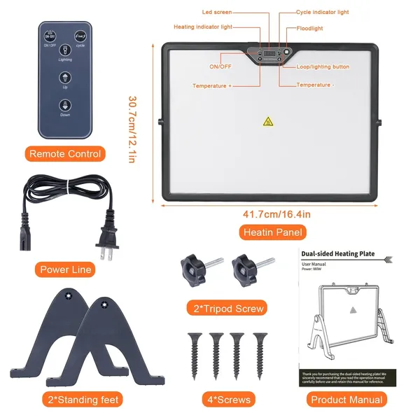 Chicken Coop Heater, Chicken Heater for Inside Coop 200W with Remote Control Timing Function, Adjustable Temp, Light, Perfect Chicken Coop Accessories Kitten Puppy Pets for Winter