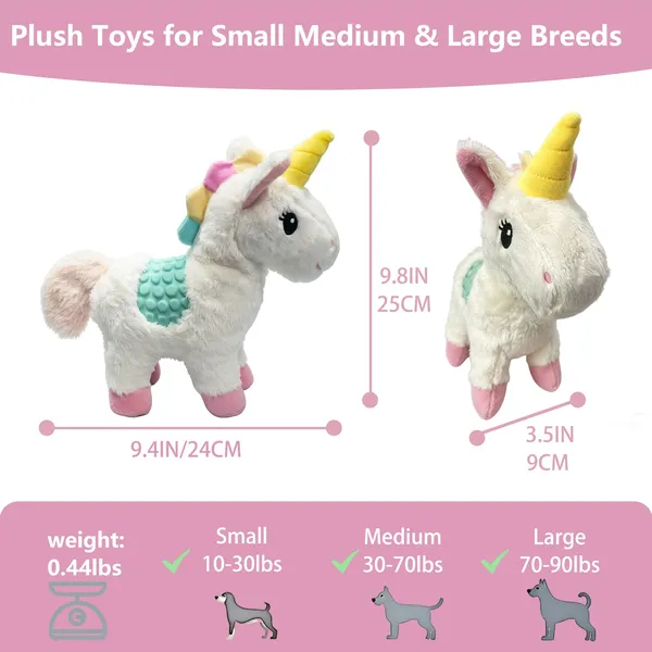 Pet Deluxe Plush Chew Toys for Large Dogs, Cute Unicorn Animal Squeaky Interactive Toys for Small Medium Large Dogs, Keep Them Busy, Big Pet Toys