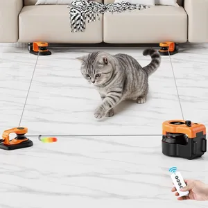 URRU Interactive Cat Toy for Indoor Cats,Automatic Teaser Cat Toy, 2 Control Mode & Mice Sound,Auto/RC DIY Cat Mouse Hunting Toy for Chase Hunt Weight Loss,Gifts for Cat Lovers-Orange