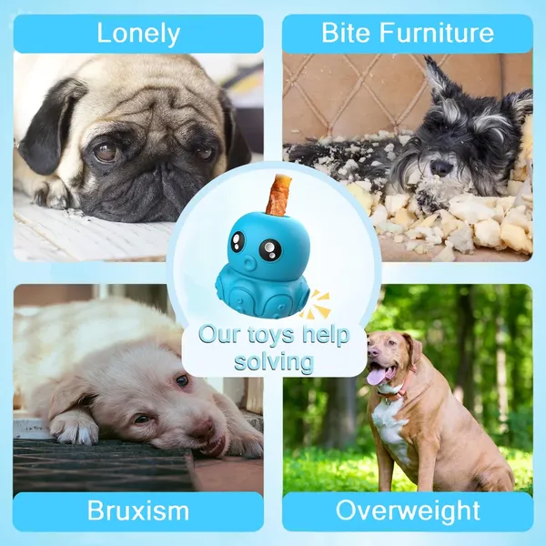 Dog Toys Clearance,URRU Dog Treat Dispenser Toys,Squeaky Stuffable Dog Chew Toy,Dog Toys for Aggressive Chewers,Interactive Slow Feeder Tough Puzzle Toys Teeth Cleaning,Blue Octopus