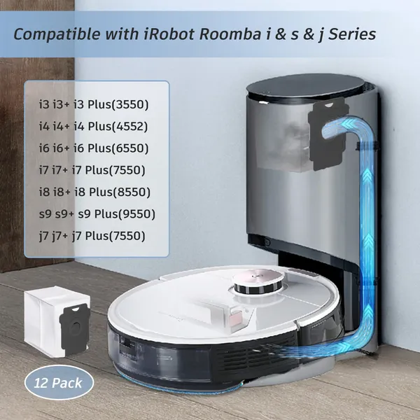 Replacement Roomba Bags for iRobot Roomba i7 i7+ i3 i3+ i4 i4+ i6 i6+ i8 i8+ j7 j7+ s9 s9+ Plus Parts for iRobot Bags Roomba Vacuum Bags Automatic Dirt Disposal Bulk Reusable Bags