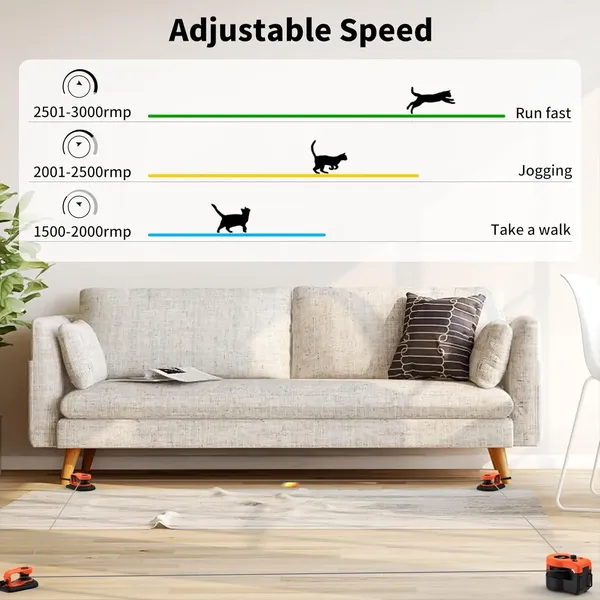URRU Interactive Cat Toy for Indoor Cats,Automatic Teaser Cat Toy, 2 Control Mode & Mice Sound,Auto/RC DIY Cat Mouse Hunting Toy for Chase Hunt Weight Loss,Gifts for Cat Lovers-Orange