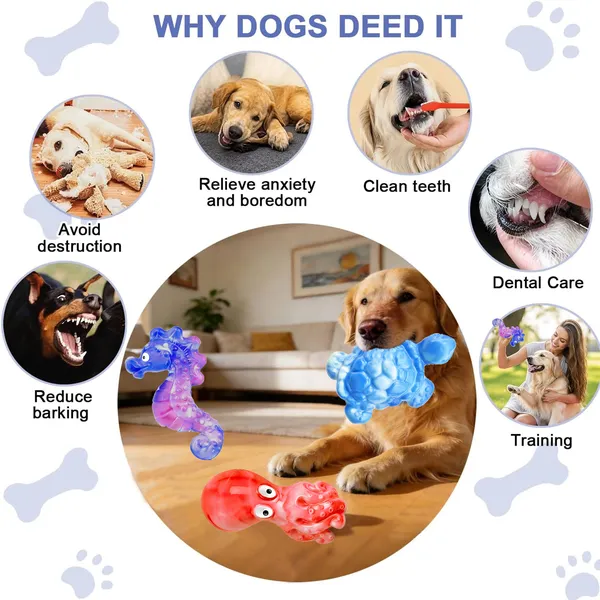 Pet Deluxe 3 Pack Dog Toys for Aggressive Chewers Dog Chew Toys for Medium Large Dogs, Milk Flavored Indestructible Dog Toy, Dense Nylon Tough Dog Toy to Keep Them Busy, Reduce Boredom