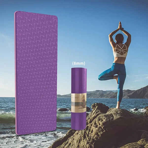Yoga Mat 1/3 inch Exercise Mats 8mm TPE Non-Slip Extra Thick High-Density Eco Friendly for Yoga Workout Pilates Yoga Mats for Women Men, Pink