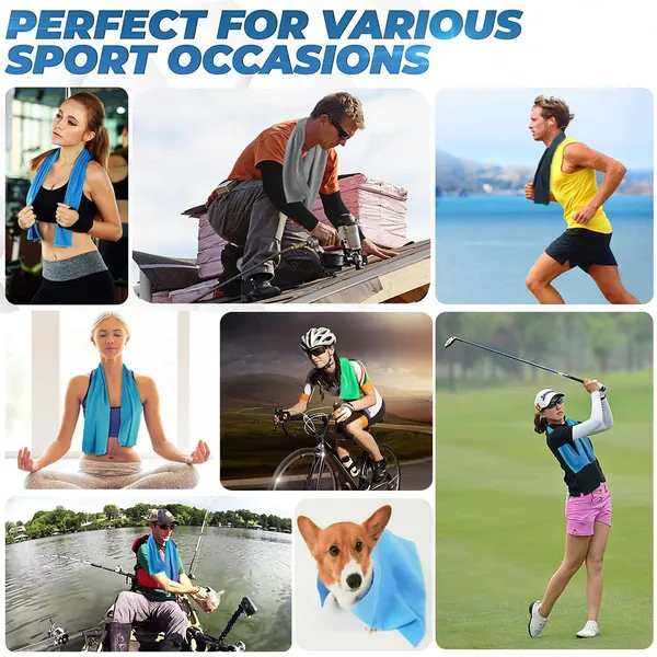 COCOBELA 4Packs Cooling Towels 40"x12" Cool Cold Sweat Towel for Neck, Microfiber Ice Towel, Soft Breathable Chilly Towel for Hot Weather, Camping, Yoga, Workout, Fitness, Sports, Running