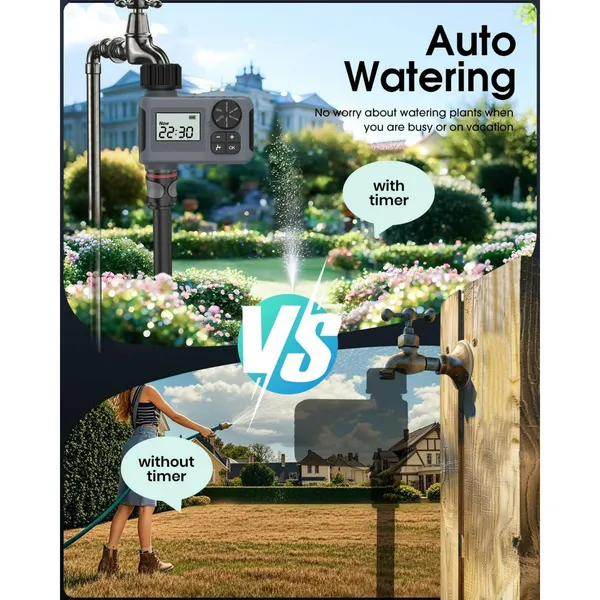 Watering Timers,Outdoor Garden Hose Faucet Timers, Programmable Water Sprinkler Timer with Rain Delay/Manual/Automatic Drip Irrigation and Lawn Watering System for Yard, 1 Outlet