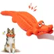 Pet Deluxe Squeaky Dog Toys for Aggressive Chewers, Durable Dog Toys Natural Rubber, Interactive Tough Dog Chew Crocodile Toy Teeth Cleaning for Medium Large Dogs