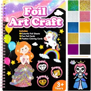 Fun Foil Art Kit for Kids - Art Craft Activity for Kids ， DIY Foil Coloring Kits for Girl Toys Age 3-5,Idea Birthday Christmas Gift for Girl Boy Children 3 4 5 6 7 8 9 Year Old