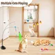 Cat Toy,4 in 1 Indoor Cat Interactive Toys,14Pcs Durable Teaser Cat Toy Replacements,Interactive Cat Feather Toys with Hanging Door Kitten Wand Suction Cup Feathers Ball Mice Butterfly Streamer