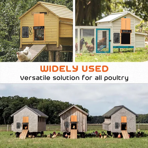 Automatic Chicken Coop Door Solar Powered Automatic Chicken Door with Timer & Light Sensor, Anti-Pinch, Durable Aluminum Auto Chicken Door, Charge with Solar Panel & USB