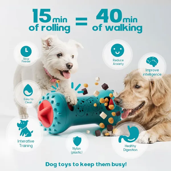 URRU Interactive Dog Toys, Adjustable Treat Dispensing Toy to Keep Them Busy, Dog Enrichment for Brain Stimulation & Cognitive for Puppy Puzzle to Reduce Boredom-Ideal Gift for All Dogs(Rigid Nylon)