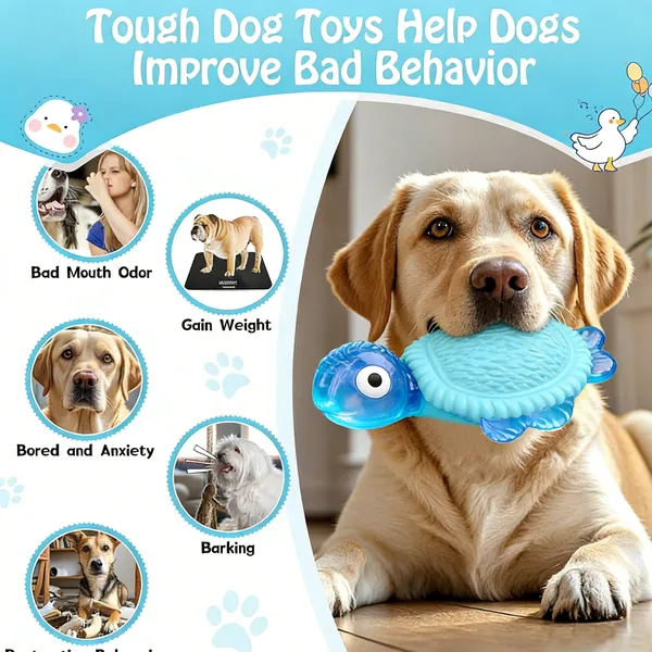 Tough Dog Chew Toys for Aggressive Chewers, Squeaky Indestructible Dog Toy for Large Dogs to Keep Them Busy for Small, Medium, Large Breed, Milk Flavor