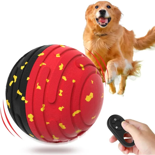 Pet Deluxe Interactive Dog Ball with Remote Control for Large Dogs, Dog Toys for Aggressive Chewers to Keep Them Busy, Durable E-TPU Material, 4 Play Modes Automatic Dog Balls, Indoor & Outdoor
