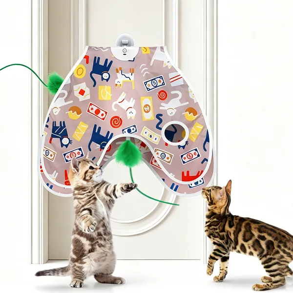 URRU Interactive Cat Toys for Indoor Cats,Moving Concealed Feathers,Real Mouse Squeaky,Touch Activated Cat Exercise Toys USB Rechargeable Self Play Toy for Cats and Kittens