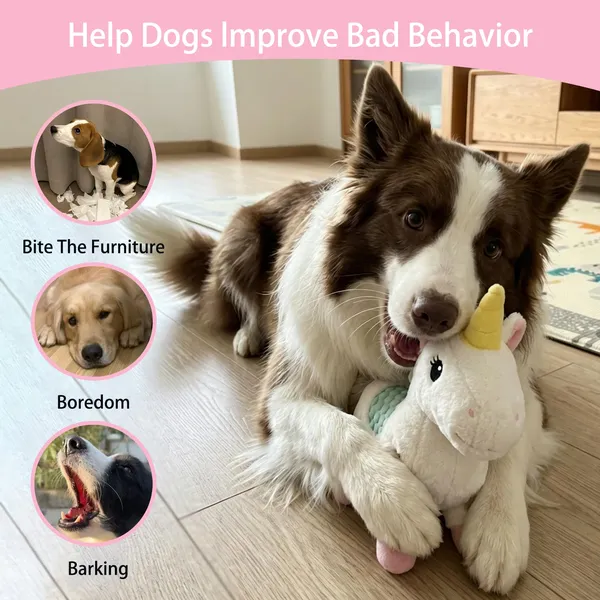 Pet Deluxe Plush Chew Toys for Large Dogs, Cute Unicorn Animal Squeaky Interactive Toys for Small Medium Large Dogs, Keep Them Busy, Big Pet Toys