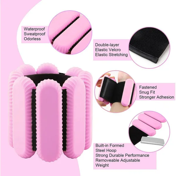 Pilates Wrist & Ankle Weights for Women, Wearable Strong Arm & Leg Weights Set of 2(1Lbs Each), Adjustable Ankle Weights for Walking, Yoga, Dance, Barre,Gym. pink