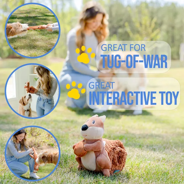 Crinkle Dog Toy Plush Toy Tug-of-War Squeaky Dog Toy Boredom Buster Toys with Snack Pockets Durable Enrichment Mentally Stimulating Toys for Small, Medium, Large Dogs