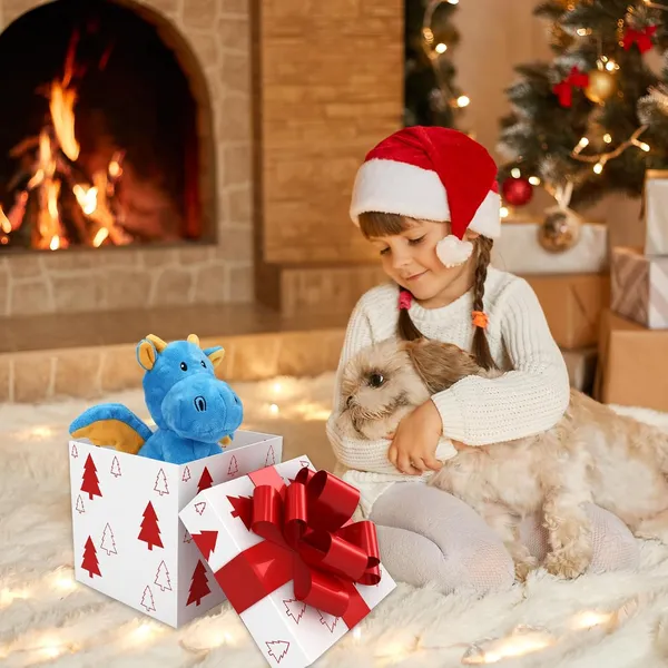 URRU Dog Toys Squeaky, Interactive Plush Dog Toy with Squeaker and Crinkle Paper, Suitable for Reducing Boredom and Anxiety, Cute Pet Toy for Small and Middle Dogs(Blue)