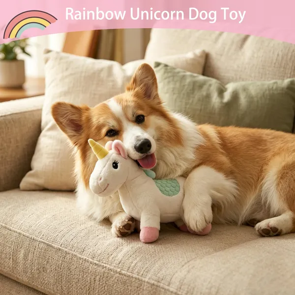 Pet Deluxe Plush Chew Toys for Large Dogs, Cute Unicorn Animal Squeaky Interactive Toys for Small Medium Large Dogs, Keep Them Busy, Big Pet Toys