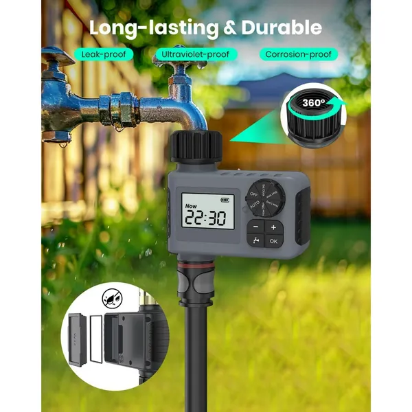 Watering Timers,Outdoor Garden Hose Faucet Timers, Programmable Water Sprinkler Timer with Rain Delay/Manual/Automatic Drip Irrigation and Lawn Watering System for Yard, 1 Outlet