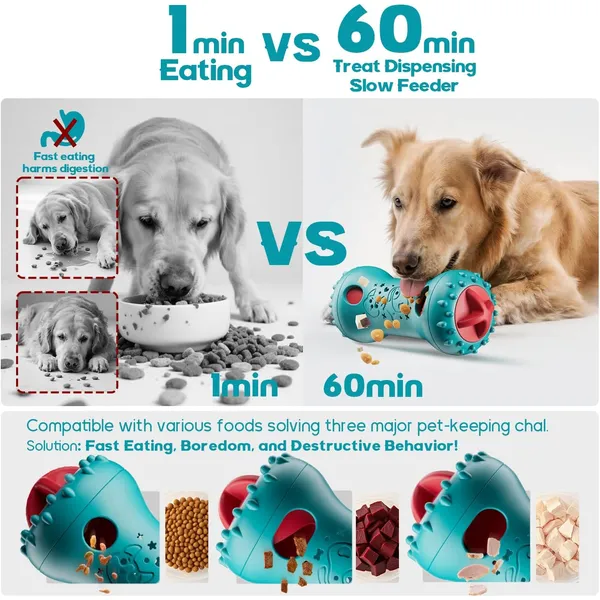 URRU Interactive Dog Toys, Adjustable Treat Dispensing Toy to Keep Them Busy, Dog Enrichment for Brain Stimulation & Cognitive for Puppy Puzzle to Reduce Boredom-Ideal Gift for All Dogs(Rigid Nylon)