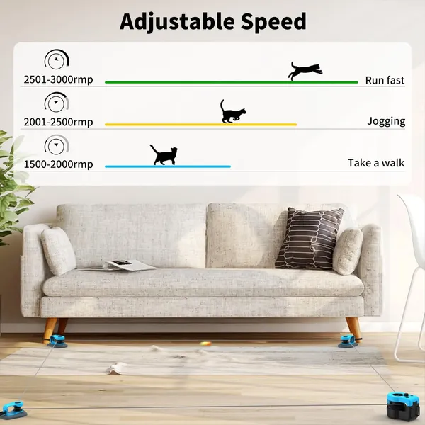 Interactive Cat Toy for Indoor Cats, Cat Feather Toy Treadmill for Bored Kitten Puppy Play Chase Run Exercise, Auto/RC Control DIY Cat Mouse Hunting Toy-Sky Blue