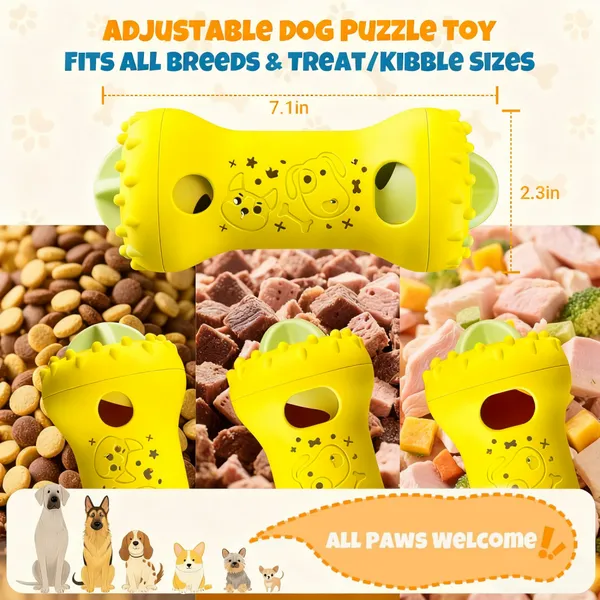URRU Dog Treat Dispenser Toys,Interactive Dog Puzzle Toy for Dogs,Dog Puzzle Feeder,Treat Dispensing Dog Toys Slow Feeder for Small Medium Dogs to Keep them Busy-Yellow