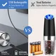 Electric Salt and Pepper Grinder Set USB Rechargeable with Adjustable Coarseness Stainless Steel Automatic Salt n Pepper Mill Grinders Refillable with light