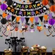 Jripae Halloween Birthday Decorations - Happy Birthday Banner with Honeycomb Ball, Halloween Hanging Swirl Streamer, Circle Dot Garland Decorations - Halloween theme Birthday Party Decoration