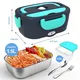 Lunch Box Food Heater 2-In-1 Portable Food Warmer Lunch Box & Home – Leak Proof, 2 Compartments, Removable 304 Stainless Steel Container, SS Fork & Spoon and Carry Bag