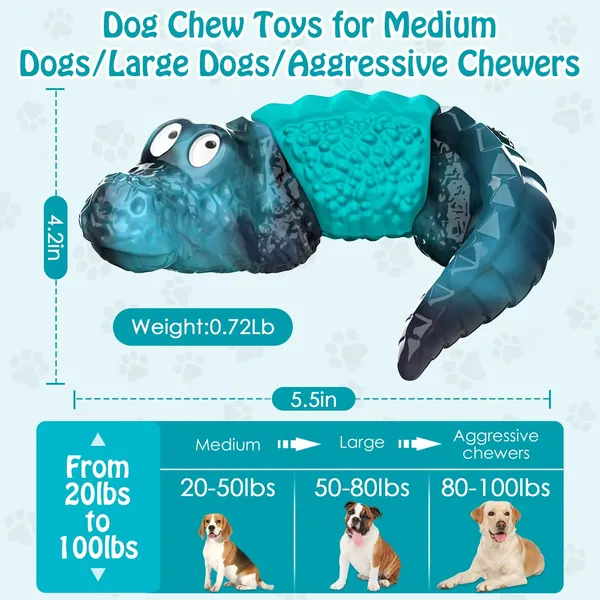 Dog Toys for Super Aggresive Chewers Indestructible Interactive Tough Dog Chew Crocodile Toy Heavy Duty Durable Toys Teeth Cleaning for Large Medium Dogs