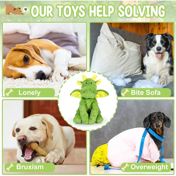 URRU Dog Toys Squeaky, Interactive Plush Dog Toy with Squeaker and Crinkle Paper, Suitable for Reducing Boredom and Anxiety, Cute Pet Toy for Small and Middle Dogs(Green)