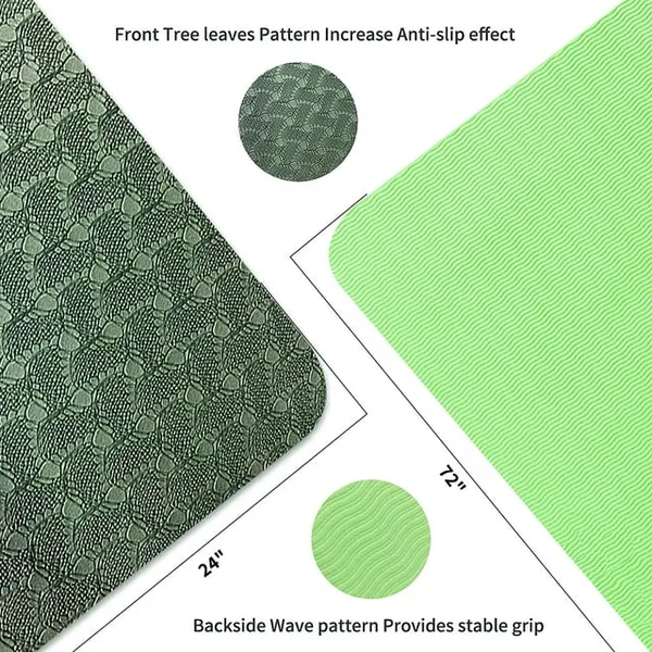 COCOBELA Yoga Mat 72 x 24'' Exercise Mats 8mm TPE Non-Slip Extra Thick High-Density Eco Friendly for Yoga Workout Pilates Yoga Mats for Women Men Green