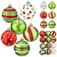 12 Pcs 2.4 Inch Christmas Ball Ornaments Glittering Plastic Hanging Decorations Elf Balls Swirl Candy Cane Peppermint Red and Green Christmas Tree Pendants for Xmas Tree Decoration