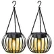 2Pack Solar Outdoor Lights Upgraded Hanging Solar Lantern Metal Solar Lights Outdoor Waterproof Lanterns Decorative Outdoor Lights Solar Powered Tree Lantern for Garden Yard Patio Pathway