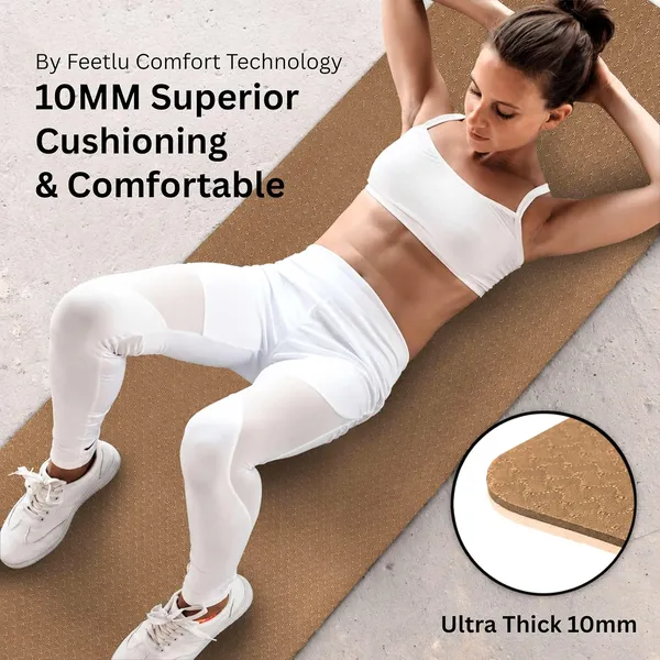 COCOBELA Yoga Mat Non Slip Anti-tear,extra thick-2/5 inch（10MM）High Resiliency Professional Yoga Mats for Women Men Kids,72"x28"inch,Workout, Yoga, Pilates and Floor Exercise, with Carrier Strap