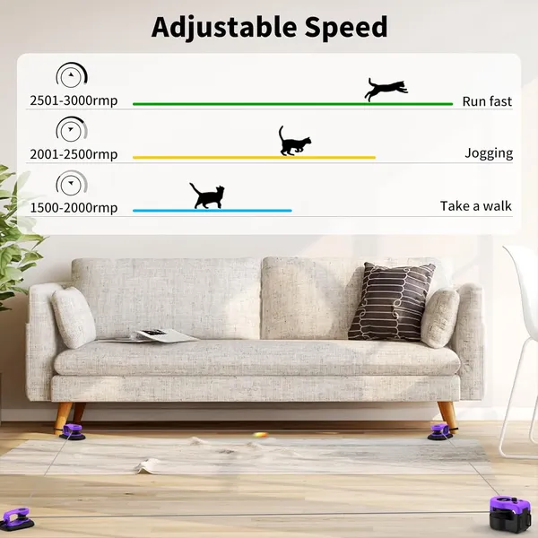 Pet Deluxe Interactive Cat Toy for Indoor Cats, Cat Feather Toy Treadmill for Bored Kitten Puppy Play Chase Run Exercise, Auto/RC Control DIY Cat Mouse Hunting Toy-Purple
