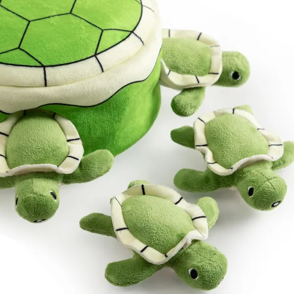 URRU Squeaky Dog Toy, Interactive Plush Hide and Seek Dog Toys for Small Medium Sized Dogs and Non-Aggressive Chewers, Puppy Teeth Clean Chew Toys, Turtles