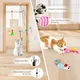 Cat Toy,4 in 1 Indoor Cat Interactive Toys,14Pcs Durable Teaser Cat Toy Replacements,Interactive Cat Feather Toys with Hanging Door Kitten Wand Suction Cup Feathers Ball Mice Butterfly Streamer