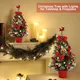 Jripae Tabletop Christmas Tree,16 inch Mini Artificial Pre-lit Christmas Tree with Battery Powered LED String Lights Christmas Decorations Indoor Xmas Office Home Decor