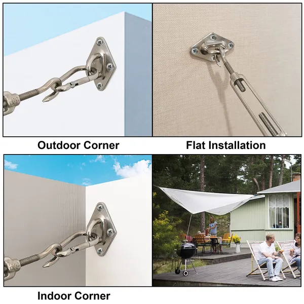 Shade Sail Hardware Kit, Stainless Steel Hardware Kit for Triangle Square Rectangle Sun Shade Sail Installation for Garden Patio Lawn,42 Pcs