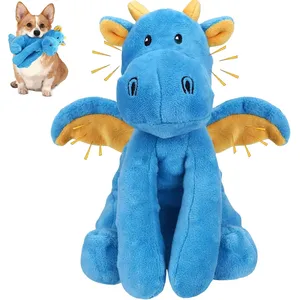 URRU Dog Toys Squeaky, Interactive Plush Dog Toy with Squeaker and Crinkle Paper, Suitable for Reducing Boredom and Anxiety, Cute Pet Toy for Small and Middle Dogs(Blue)