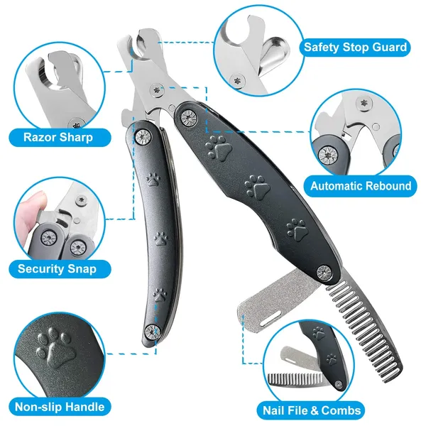 Dog Nail Trimmers for Sensitive Dog, Safe Dog Nail Clipper for Large Medium Small Dogs, Heavy Duty Dog Toenail Clippers, Professional Dog Nail Cutters for All Dogs with Thick Nail