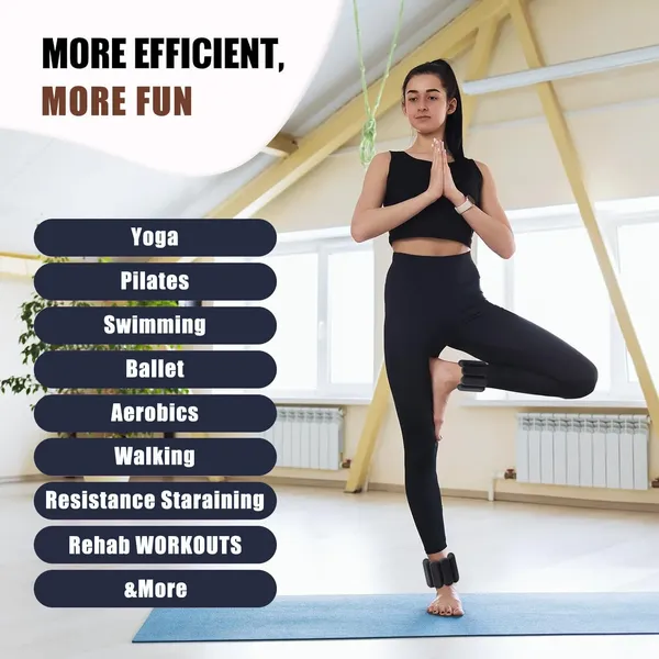 Pilates Wrist & Ankle Weights for Women, Wearable Strong Arm & Leg Weights Set of 2(1Lbs Each), Adjustable Ankle Weights for Walking, Yoga, Dance, Barre,Gym,Black