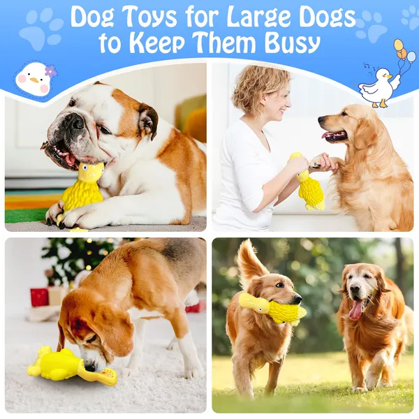 Pet Deluxe Dog Toys for Aggressive Chewers Tough Dog Chew Toys Cute Duck Squeaky Dog Toys for All Breed Sizes to Keep Them Busy