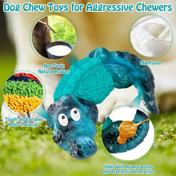 Dog Toys for Super Aggresive Chewers Indestructible Interactive Tough Dog Chew Crocodile Toy Heavy Duty Durable Toys Teeth Cleaning for Large Medium Dogs